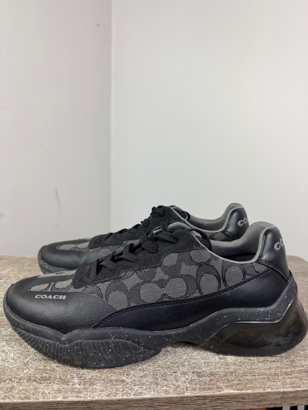 Coach citysole runner mens shoe black gray trainer sneaker size 8 leather